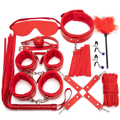 10 Set Light Self Bondage Kit Kit di cuoio SM Slave Passion Fetish Letto di legno