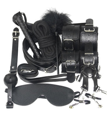 10 Set Light Self Bondage Kit Kit di cuoio SM Slave Passion Fetish Letto di legno