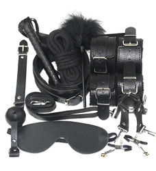 10 Set Light Self Bondage Kit Kit di cuoio SM Slave Passion Fetish Letto di legno