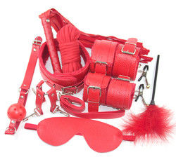 10 Set Light Self Bondage Kit Kit di cuoio SM Slave Passion Fetish Letto di legno