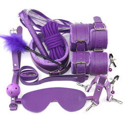 10 Set Light Self Bondage Kit Kit di cuoio SM Slave Passion Fetish Letto di legno