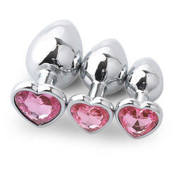 Extremo rosa sesso acciaio inossidabile anal plug enorme culo plug cuore cola giocattoli set