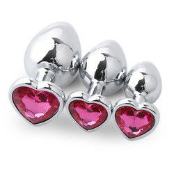 Extremo rosa sesso acciaio inossidabile anal plug enorme culo plug cuore cola giocattoli set