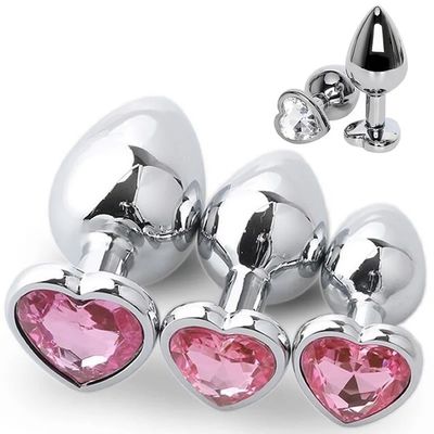 Masturbazione maschile a forma di cuore Vibrating Butt Dildo Multicolor Metal Ass Toy