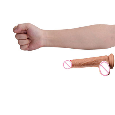 Carne Marrone Maschio Realistico Dildo Liquido Morbido Silicone Gomma Sex Toys Per Donne Con Forte Succion Cup