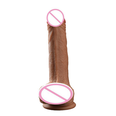Carne Marrone Maschio Realistico Dildo Liquido Morbido Silicone Gomma Sex Toys Per Donne Con Forte Succion Cup