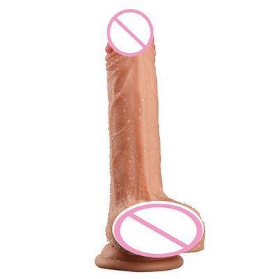 Carne Marrone Maschio Realistico Dildo Liquido Morbido Silicone Gomma Sex Toys Per Donne Con Forte Succion Cup