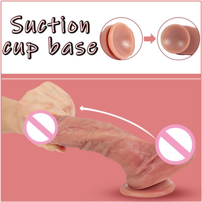 418g di carne marrone di silicone Dildo morbido ROHS Realistic Penis Maschio E Donna Dildo