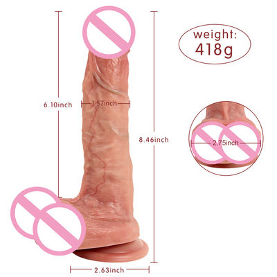 418g di carne marrone di silicone Dildo morbido ROHS Realistic Penis Maschio E Donna Dildo