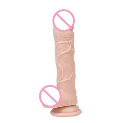 21.5 x 4cm 350g Dildo in silicone liquido marrone di carne iper realistica Dildo per donne