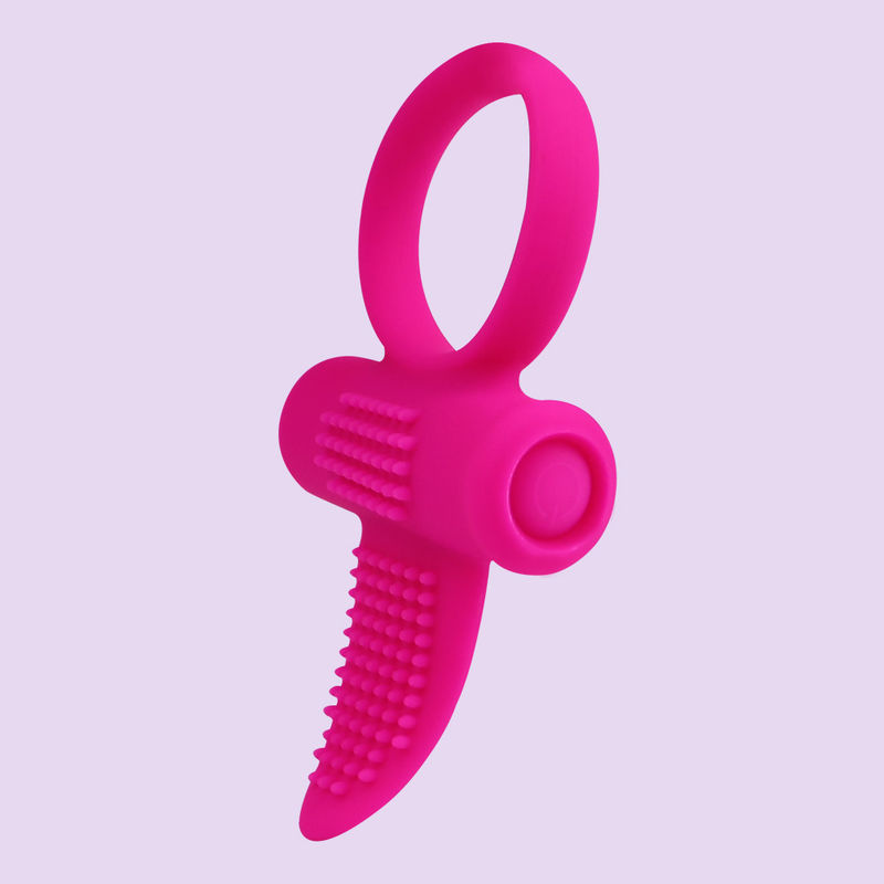 Rosa CE Vibrating Tongue Ring Clitoris Dildo Ring Vibratore 85.8mm X 46.3mm X 8.2mm