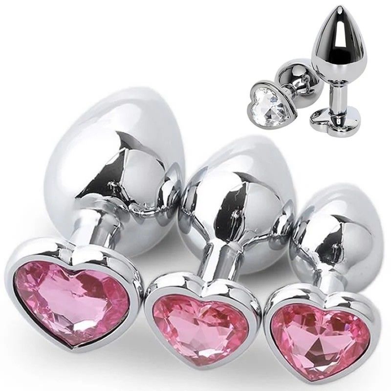 Masturbazione maschile a forma di cuore Vibrating Butt Dildo Multicolor Metal Ass Toy